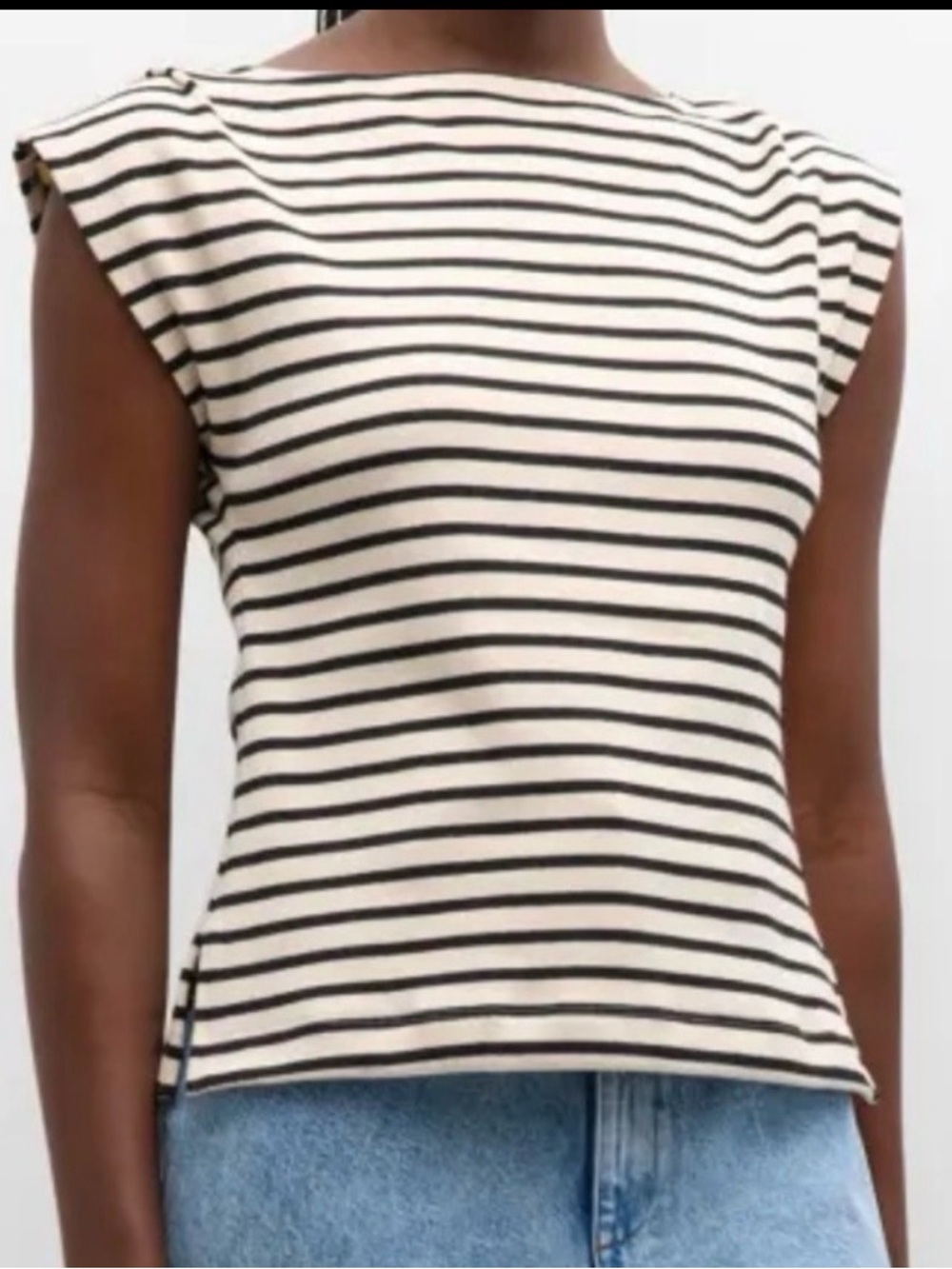 Tanya Taylor Claire Organic Cotton Stripe Cap-Sleeve Top